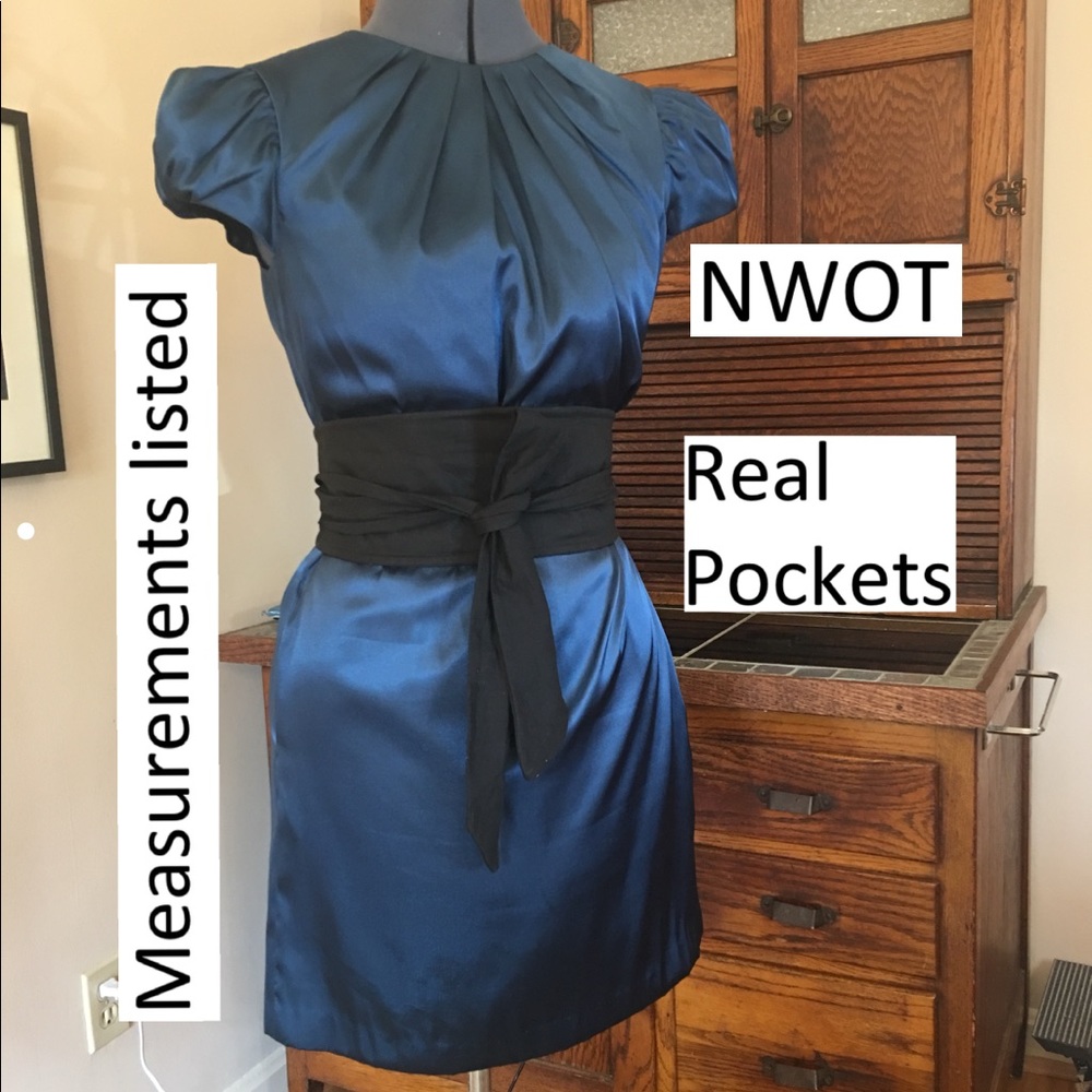 Silky sz6 dress with real pockets (can fit a phone